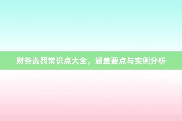 财务责罚常识点大全，涵盖要点与实例分析